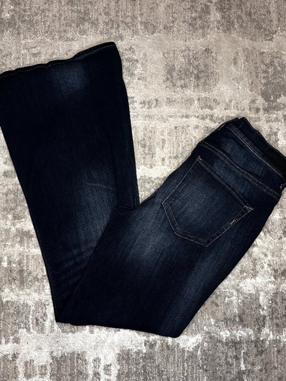 Y2K Express Women's Bell Flare High Rise Stretch Denim Jeans 8 R W 29 Dark Wash